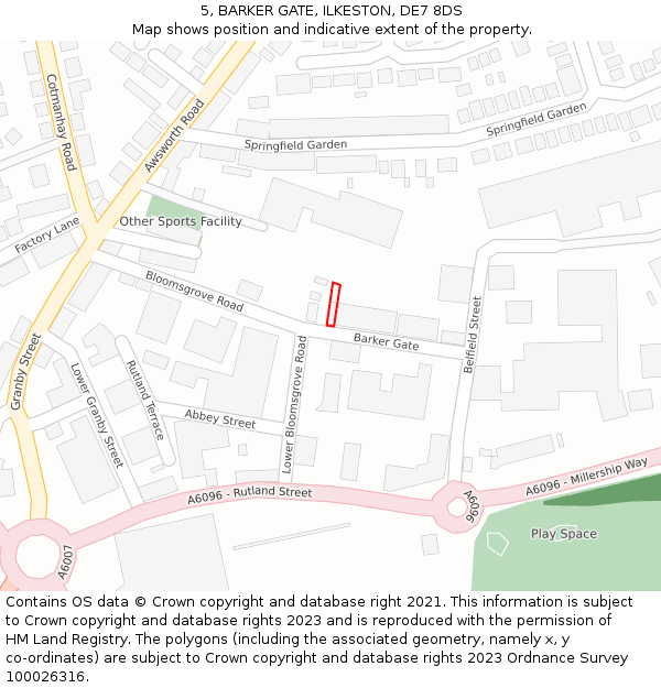 5, BARKER GATE, ILKESTON, DE7 8DS: Location map and indicative extent of plot