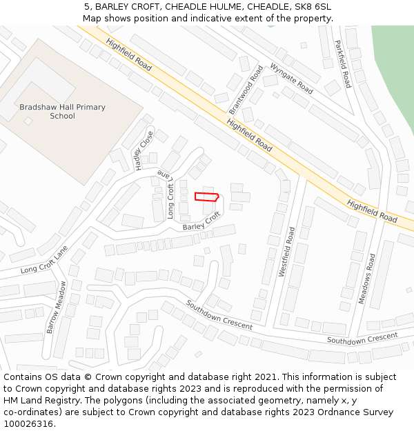 5, BARLEY CROFT, CHEADLE HULME, CHEADLE, SK8 6SL: Location map and indicative extent of plot