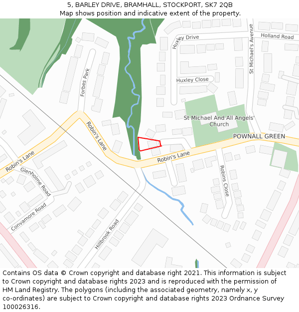 5, BARLEY DRIVE, BRAMHALL, STOCKPORT, SK7 2QB: Location map and indicative extent of plot