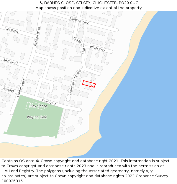 5, BARNES CLOSE, SELSEY, CHICHESTER, PO20 0UG: Location map and indicative extent of plot