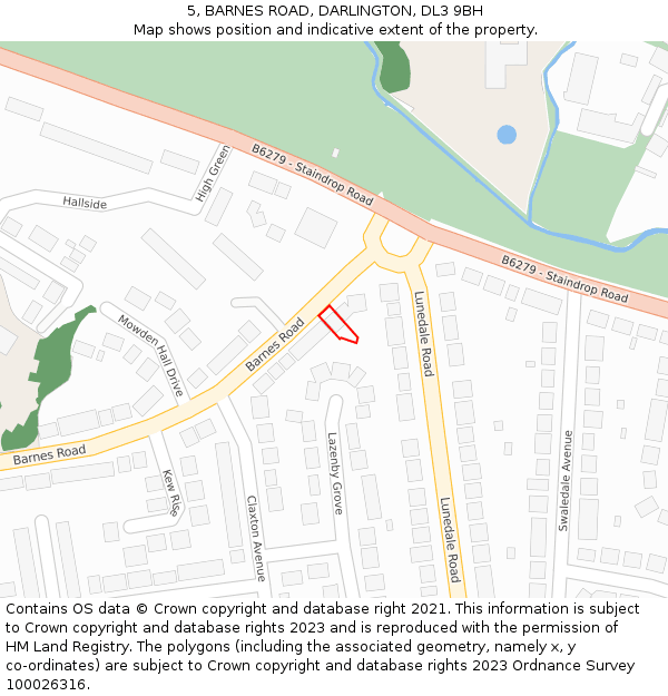 5, BARNES ROAD, DARLINGTON, DL3 9BH: Location map and indicative extent of plot