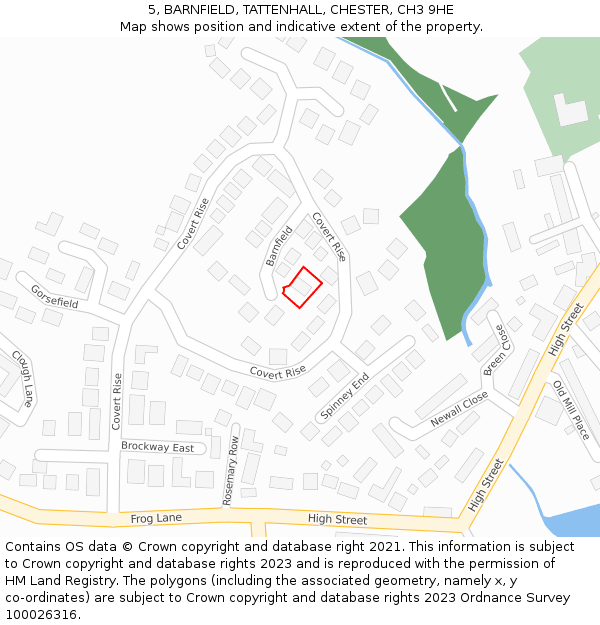 5, BARNFIELD, TATTENHALL, CHESTER, CH3 9HE: Location map and indicative extent of plot