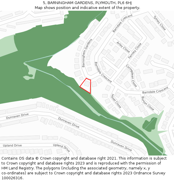 5, BARNINGHAM GARDENS, PLYMOUTH, PL6 6HJ: Location map and indicative extent of plot