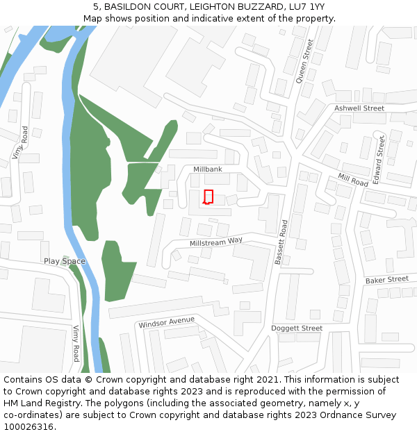 5, BASILDON COURT, LEIGHTON BUZZARD, LU7 1YY: Location map and indicative extent of plot