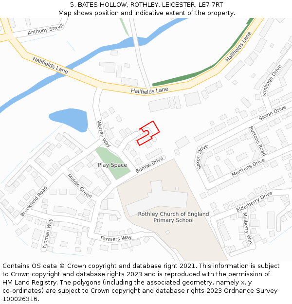 5, BATES HOLLOW, ROTHLEY, LEICESTER, LE7 7RT: Location map and indicative extent of plot