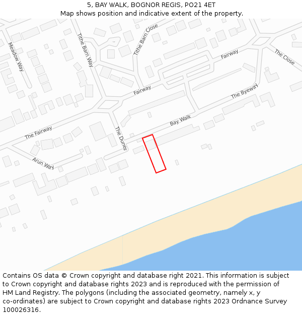 5, BAY WALK, BOGNOR REGIS, PO21 4ET: Location map and indicative extent of plot