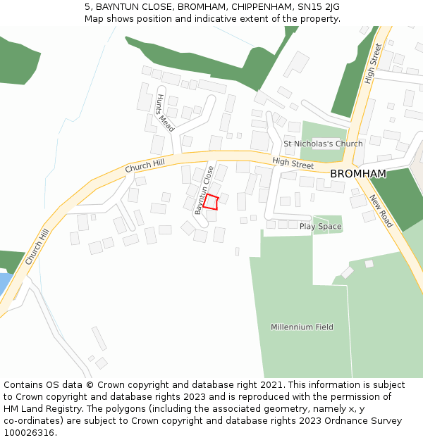 5, BAYNTUN CLOSE, BROMHAM, CHIPPENHAM, SN15 2JG: Location map and indicative extent of plot