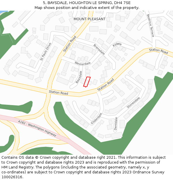 5, BAYSDALE, HOUGHTON LE SPRING, DH4 7SE: Location map and indicative extent of plot