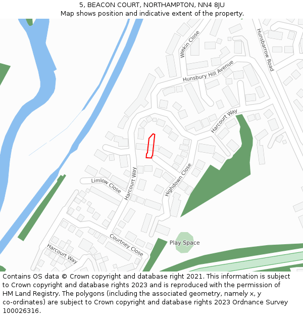 5, BEACON COURT, NORTHAMPTON, NN4 8JU: Location map and indicative extent of plot