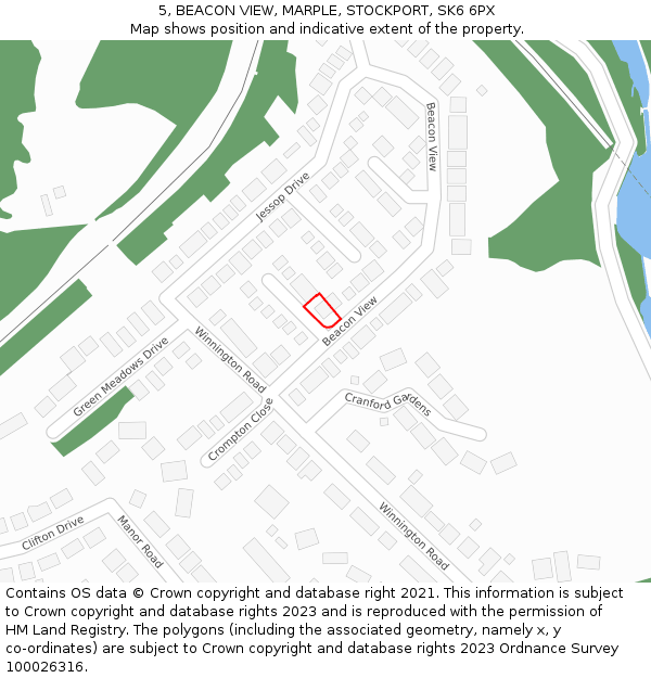 5, BEACON VIEW, MARPLE, STOCKPORT, SK6 6PX: Location map and indicative extent of plot