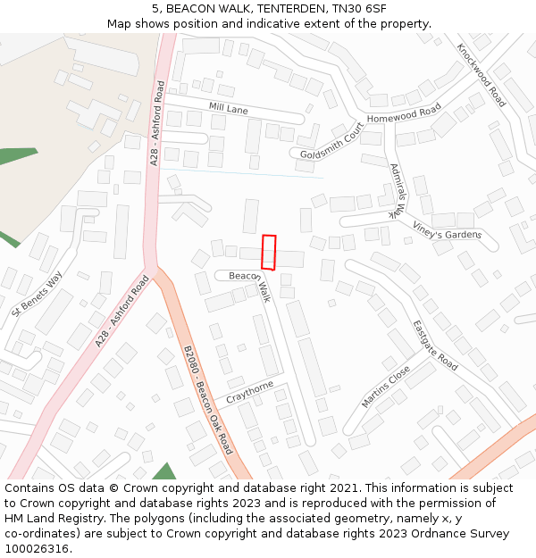 5, BEACON WALK, TENTERDEN, TN30 6SF: Location map and indicative extent of plot