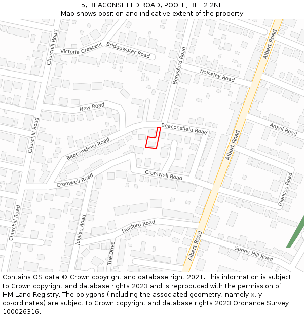 5, BEACONSFIELD ROAD, POOLE, BH12 2NH: Location map and indicative extent of plot