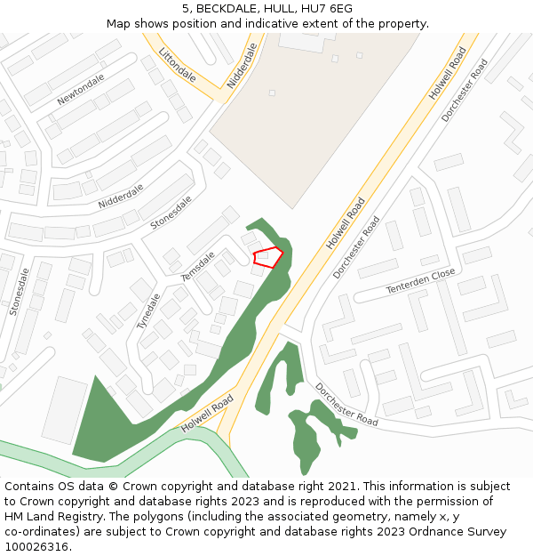 5, BECKDALE, HULL, HU7 6EG: Location map and indicative extent of plot