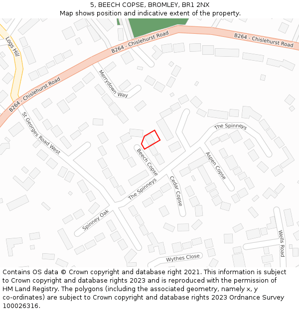 5, BEECH COPSE, BROMLEY, BR1 2NX: Location map and indicative extent of plot