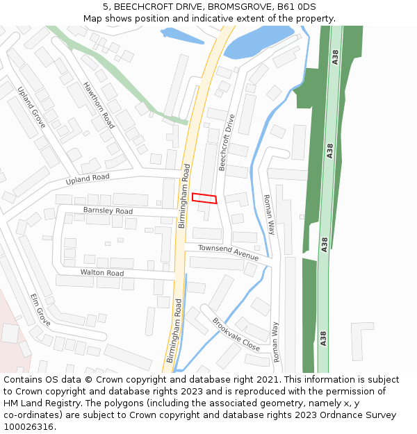 5, BEECHCROFT DRIVE, BROMSGROVE, B61 0DS: Location map and indicative extent of plot