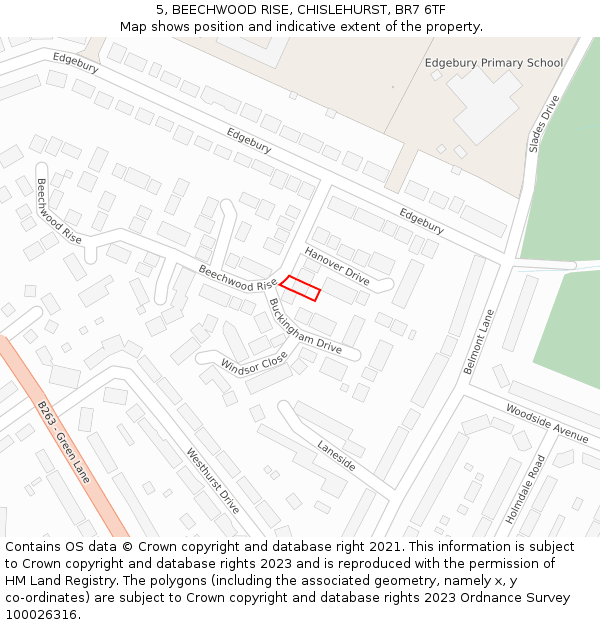 5, BEECHWOOD RISE, CHISLEHURST, BR7 6TF: Location map and indicative extent of plot