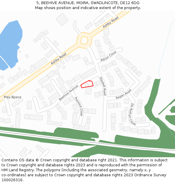 5, BEEHIVE AVENUE, MOIRA, SWADLINCOTE, DE12 6DG: Location map and indicative extent of plot