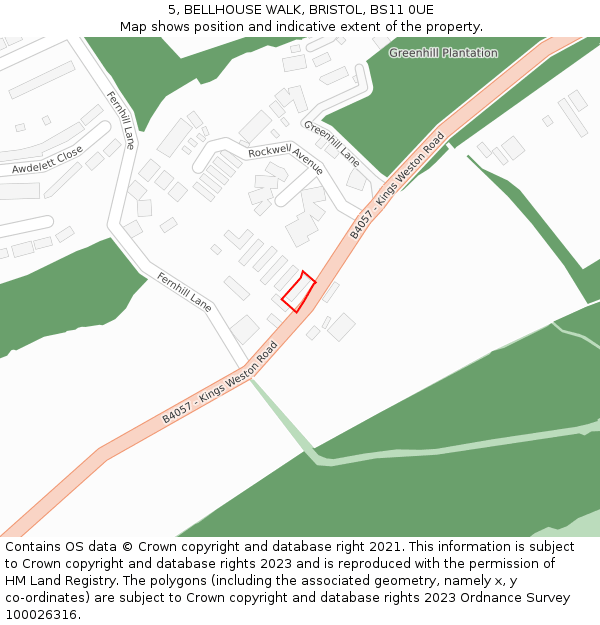 5, BELLHOUSE WALK, BRISTOL, BS11 0UE: Location map and indicative extent of plot