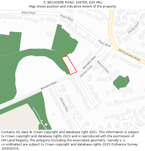 5, BELVIDERE ROAD, EXETER, EX4 4RU: Location map and indicative extent of plot