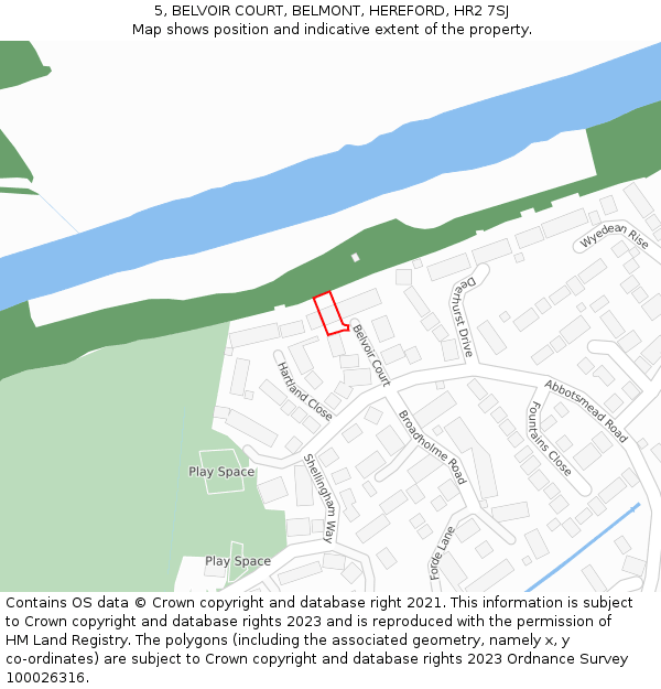 5, BELVOIR COURT, BELMONT, HEREFORD, HR2 7SJ: Location map and indicative extent of plot