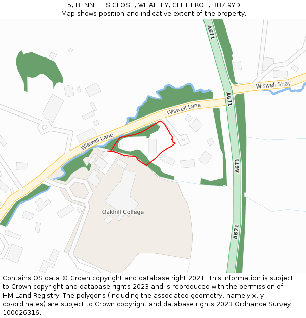 5, BENNETTS CLOSE, WHALLEY, CLITHEROE, BB7 9YD: Location map and indicative extent of plot