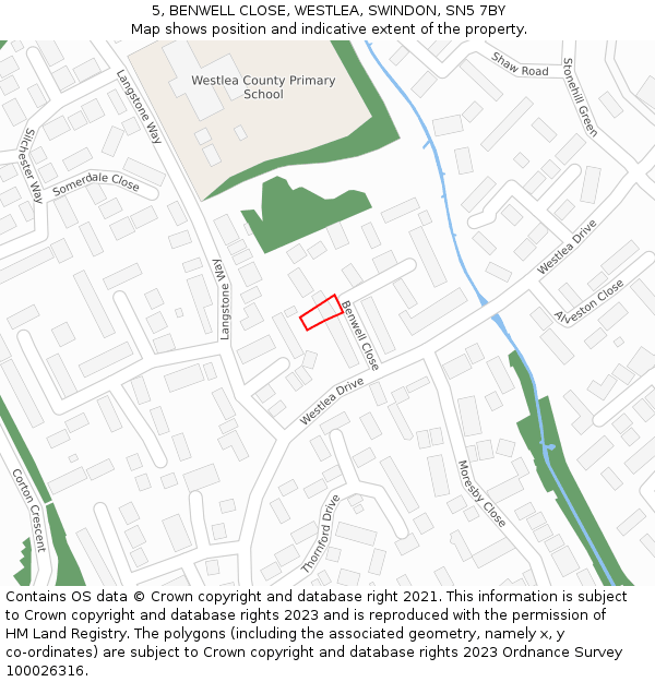 5, BENWELL CLOSE, WESTLEA, SWINDON, SN5 7BY: Location map and indicative extent of plot