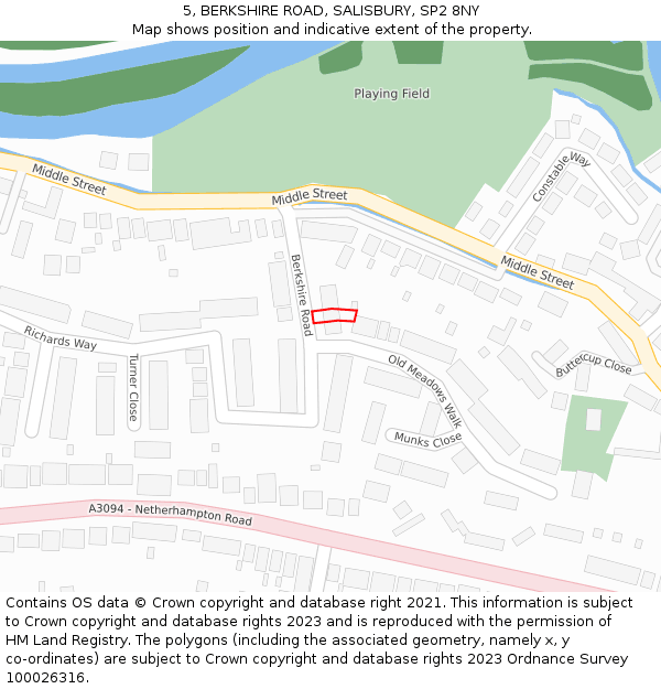 5, BERKSHIRE ROAD, SALISBURY, SP2 8NY: Location map and indicative extent of plot