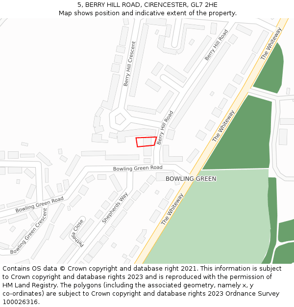 5, BERRY HILL ROAD, CIRENCESTER, GL7 2HE: Location map and indicative extent of plot