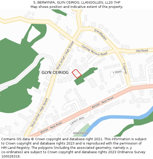 5, BERWYNFA, GLYN CEIRIOG, LLANGOLLEN, LL20 7HP: Location map and indicative extent of plot