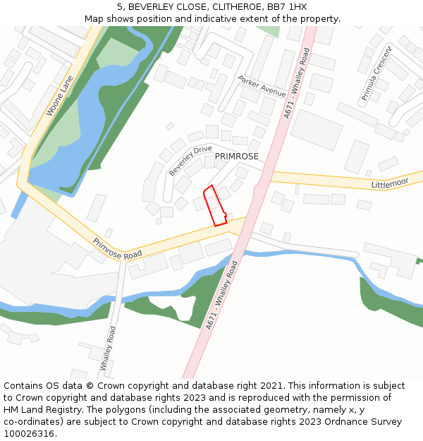 5, BEVERLEY CLOSE, CLITHEROE, BB7 1HX: Location map and indicative extent of plot
