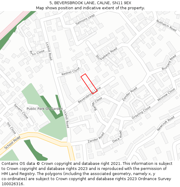 5, BEVERSBROOK LANE, CALNE, SN11 9EX: Location map and indicative extent of plot