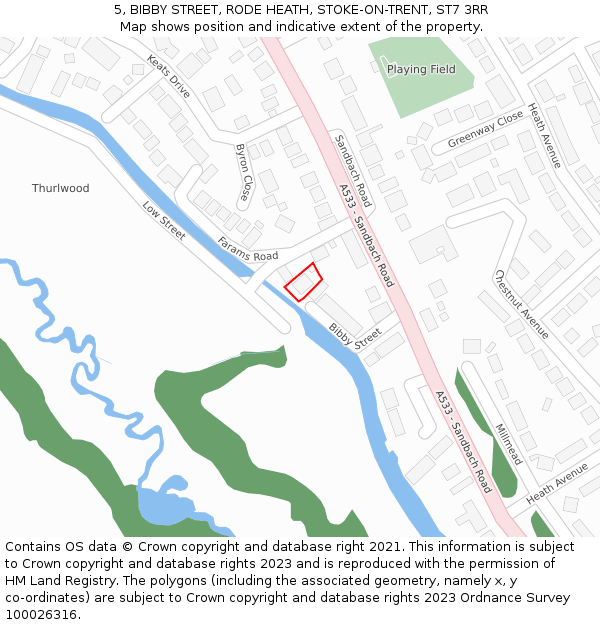 5, BIBBY STREET, RODE HEATH, STOKE-ON-TRENT, ST7 3RR: Location map and indicative extent of plot