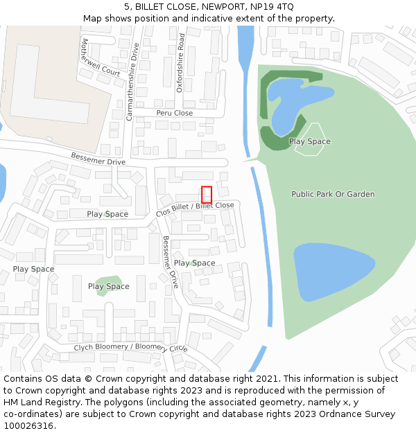 5, BILLET CLOSE, NEWPORT, NP19 4TQ: Location map and indicative extent of plot