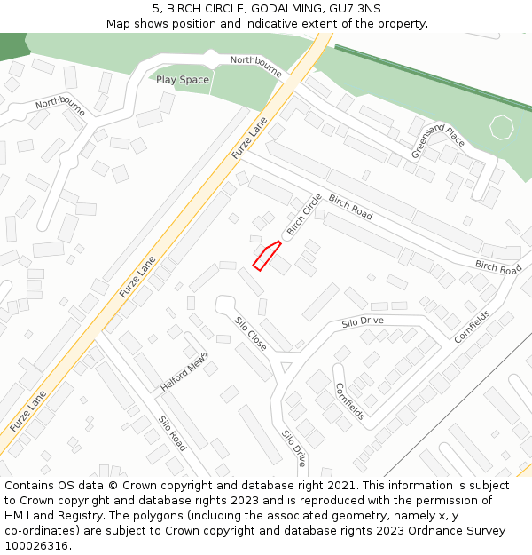 5, BIRCH CIRCLE, GODALMING, GU7 3NS: Location map and indicative extent of plot