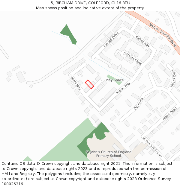 5, BIRCHAM DRIVE, COLEFORD, GL16 8EU: Location map and indicative extent of plot