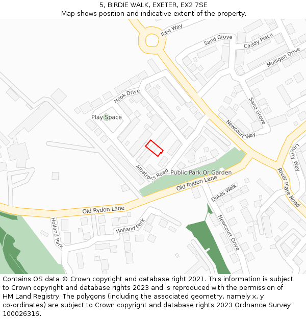 5, BIRDIE WALK, EXETER, EX2 7SE: Location map and indicative extent of plot