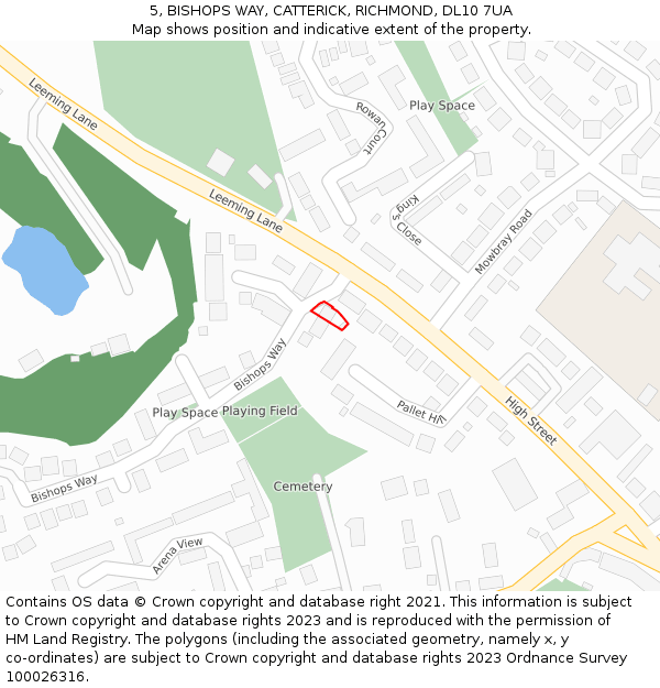 5, BISHOPS WAY, CATTERICK, RICHMOND, DL10 7UA: Location map and indicative extent of plot