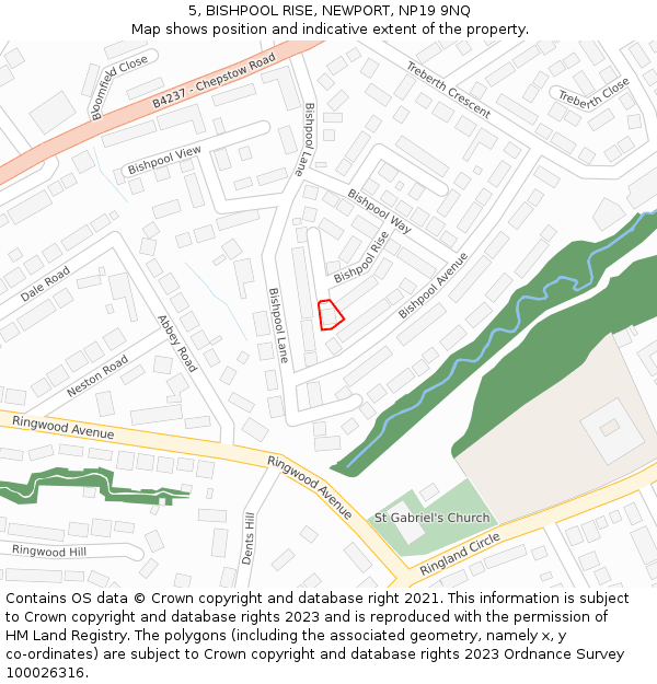 5, BISHPOOL RISE, NEWPORT, NP19 9NQ: Location map and indicative extent of plot