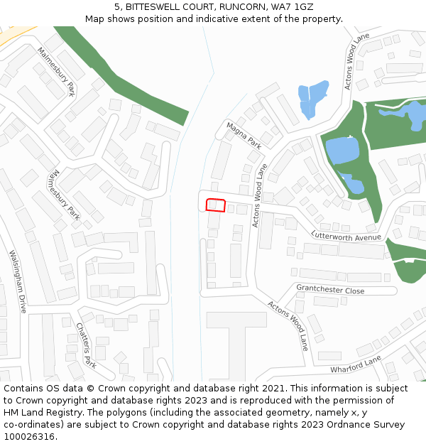 5, BITTESWELL COURT, RUNCORN, WA7 1GZ: Location map and indicative extent of plot