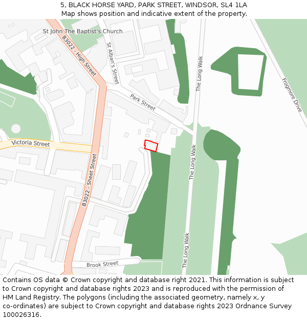 5, BLACK HORSE YARD, PARK STREET, WINDSOR, SL4 1LA: Location map and indicative extent of plot