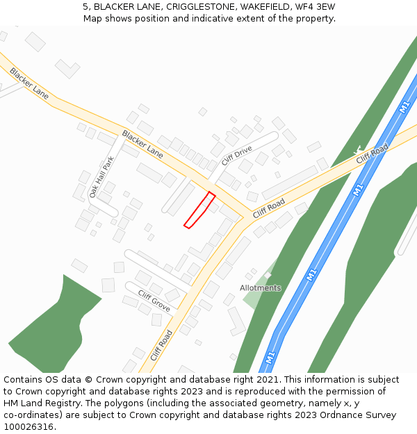 5, BLACKER LANE, CRIGGLESTONE, WAKEFIELD, WF4 3EW: Location map and indicative extent of plot