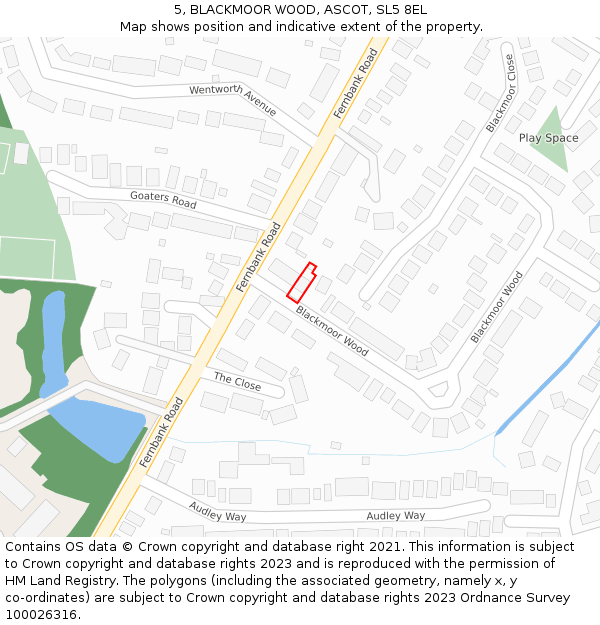 5, BLACKMOOR WOOD, ASCOT, SL5 8EL: Location map and indicative extent of plot