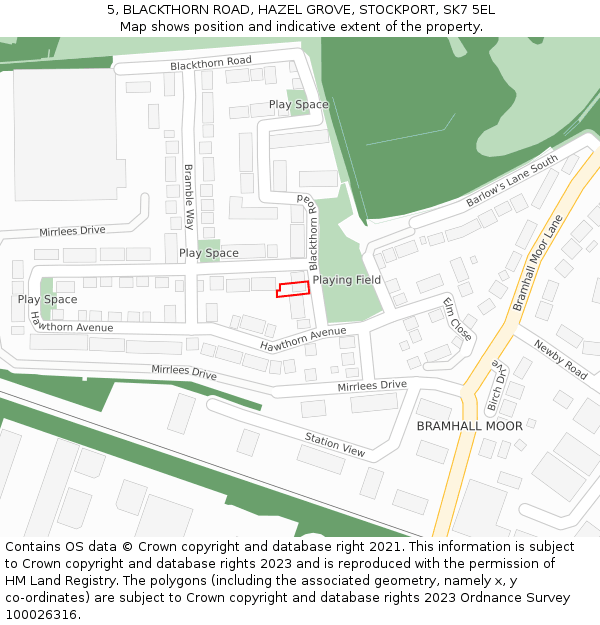 5, BLACKTHORN ROAD, HAZEL GROVE, STOCKPORT, SK7 5EL: Location map and indicative extent of plot