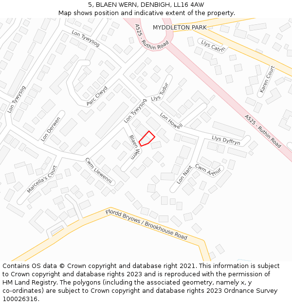 5, BLAEN WERN, DENBIGH, LL16 4AW: Location map and indicative extent of plot