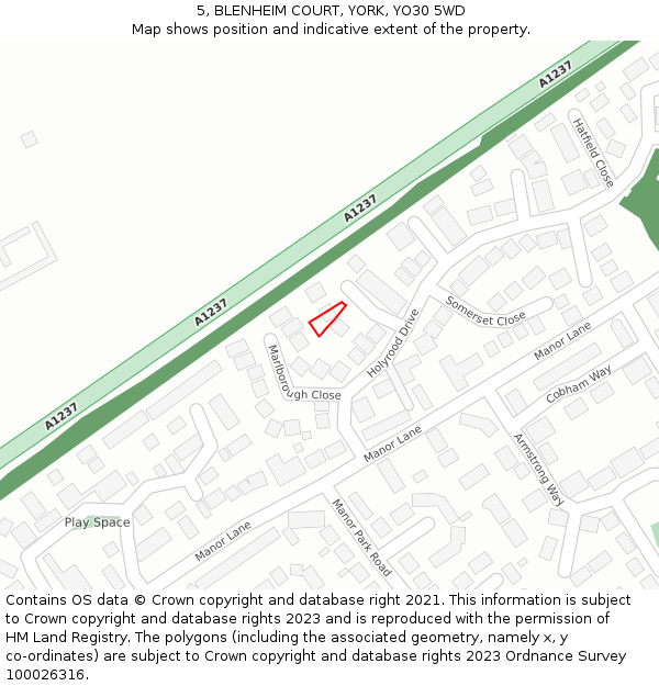 5, BLENHEIM COURT, YORK, YO30 5WD: Location map and indicative extent of plot