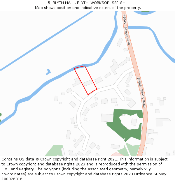 5, BLYTH HALL, BLYTH, WORKSOP, S81 8HL: Location map and indicative extent of plot