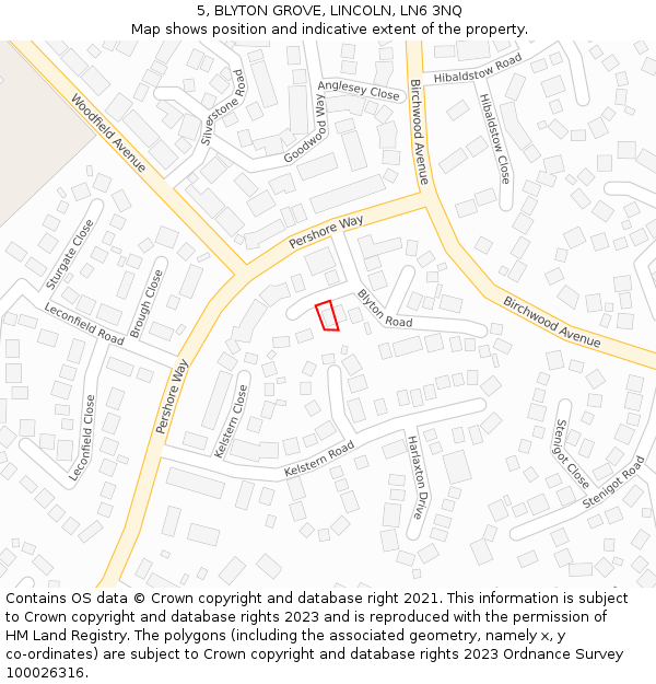5, BLYTON GROVE, LINCOLN, LN6 3NQ: Location map and indicative extent of plot