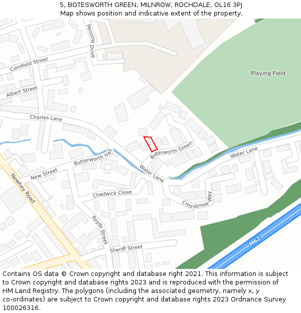 5, BOTESWORTH GREEN, MILNROW, ROCHDALE, OL16 3PJ: Location map and indicative extent of plot