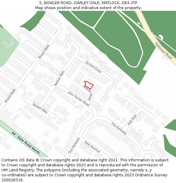 5, BOWLER ROAD, DARLEY DALE, MATLOCK, DE4 2TP: Location map and indicative extent of plot