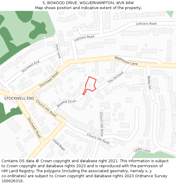 5, BOWOOD DRIVE, WOLVERHAMPTON, WV6 9AW: Location map and indicative extent of plot